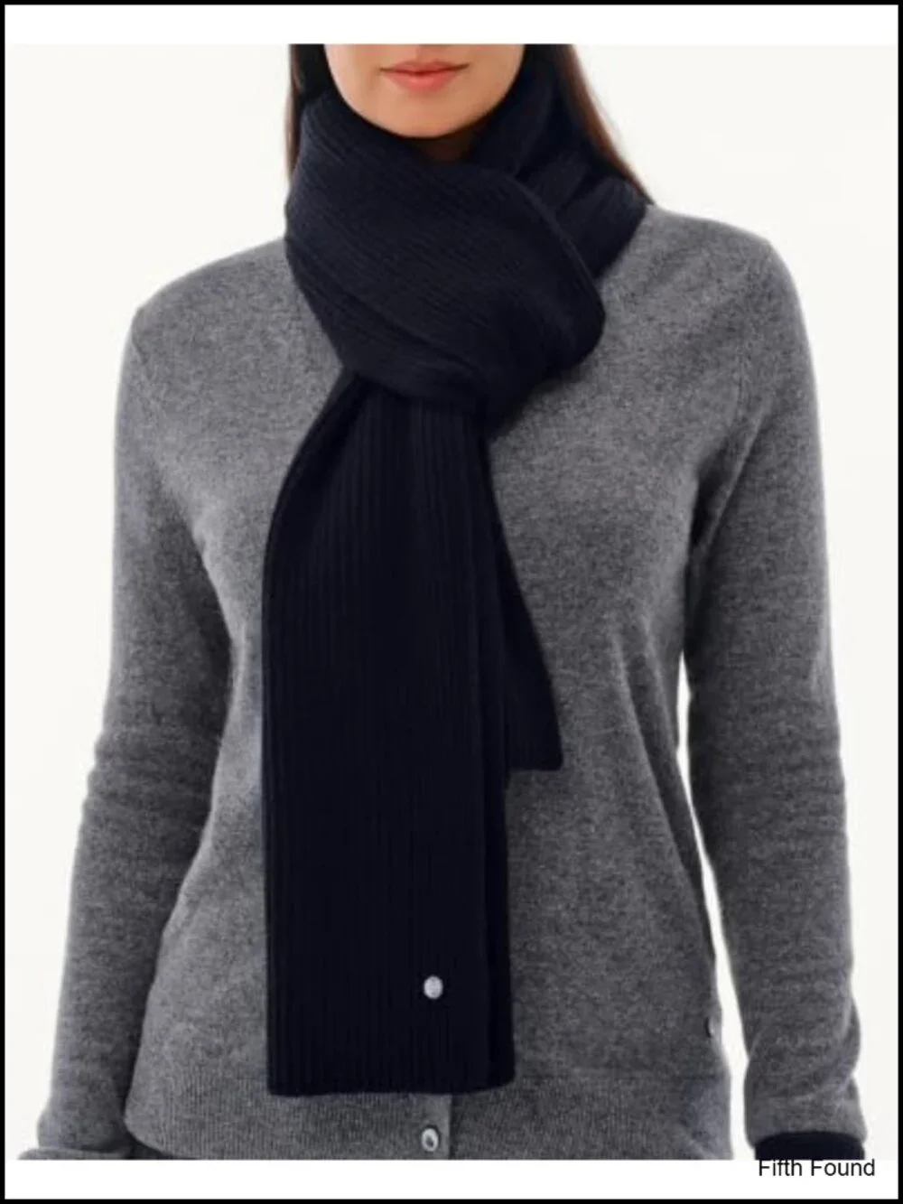 Wool Cashmere Blend Ribbed Knit Scarf Warm Vertical Rib Wrap